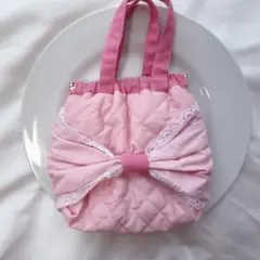 ♥持ち手付きリボンバネ口ポーチ♥