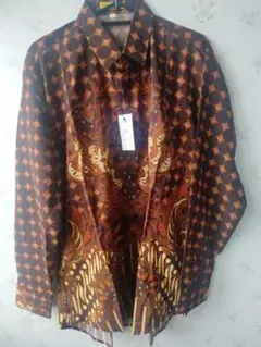 Batik バティック シャツ - ブラウン(XL-長袖)