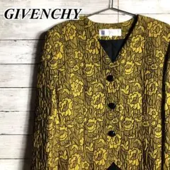 GIVENCHYジバンシー 総柄テーラードジャケット プリーツ 古着 美品 花柄