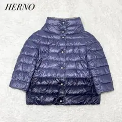 美品✨HERNO リバーシブル ボトルネック ショートダウン ネイビー 46