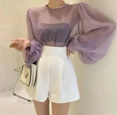 【GRL】タック入りハイウエストショートパンツ[at1276] 新品 タグ付き