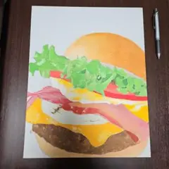 ハンバーガー　アート F6サイズ