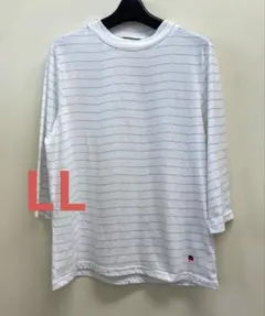 USPP ホワイト ストライプ 7分袖 Tシャツ　サイズLL