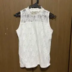 ホワイトレースノースリーブトップス M