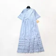 【PINUE】新品未使用＊タグ付き　タックシアーワンピース　パウダーブルー　S