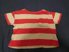 赤とベージュのストライプ Tシャツ 90サイズ