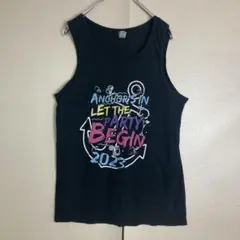 USA輸入　ギルダン　プリントデザイン　タンクトップ　ノースリーブTシャツ
