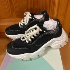 新品 ルシーダ 厚底 グリッター スニーカー ブラック 23