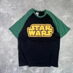 STAR WARS　ラグラン　半袖　Tシャツ 黒　緑　L