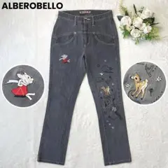 【ALBEROBELLO】ブランコぶたさんと子鹿の刺繍デニム