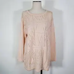 【新品・未使用】flots レディース ニット 長袖 レーヨン 麻 ピンク M