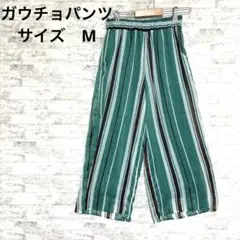 [フォーイット]ストライプ ガウチョパンツ M