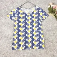 ワコール　日がさ着（３分袖Ｔシャツ）　ブドウ＆ドットプリント　ラウンドネック　M