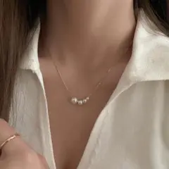 パール・チェーンネックレス・金色