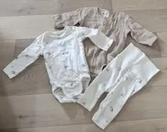 H&M オーガニックコットン ボディスーツとパンツセット 1-2M