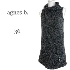 【agnes b.】ノースリーブ ニットワンピース タートルネック 前ポケット