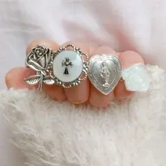 ハンドメイド♡シルバーセットリング♡ホワイト♡