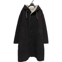 美品/45R/ロングフーデットコート/4/BROWN