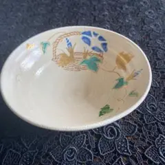 碗 京都 山背窯 北川竹久 平茶碗 龍に朝顔 未使用品
