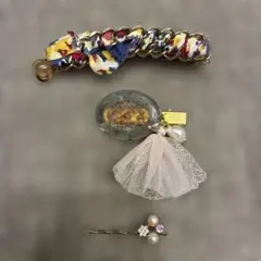 バレッタ　ヘアクリップ　ヘアピン　3点セット