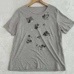 レリアン 半袖 トップス 刺繍多数 カットソー 13+ ボーダー