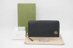 GUCCI ラウンドファスナー長財布 GGマーモント ジップアラウンド ブラック