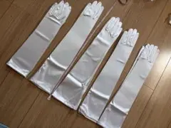 新品ホワイトサテンロンググローブ 5組38cm 48cmミックス　イベント
