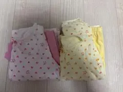ハート柄長袖パジャマ ピンクと黄色2枚セット100cm