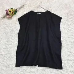 LUNACION　ノースリーブチュニック　Ⅴネック　ベスト　プルオーバー　黒　Ｍ