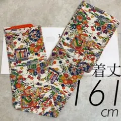 ◆美品◆小紋◆鬼縮緬◆日本昔ばなし◆型染め◆ロング◆袷◆広襟◆裄64肩丈161