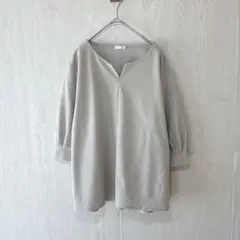 七分袖 ブラウス Aライン シャツ L グレー オフィス カジュアル ハニーズ
