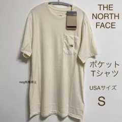 新品タグ付【USAモデル】ノースフェイス　ポケットT【USAメンズS】クリーム