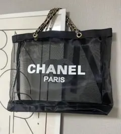 ♥CHANEL♥ ノベルティー♥ブラック トートバッグ 可愛いリボン持ち手 ♥CHANEL♥ ノベルティー♥ブラック トートバッグ 可愛いリボン
