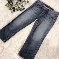 Hush Hush 紺 ストレートデニム　七分丈 4サイズL L大きいサイズ