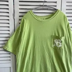 スクール Tシャツ 古着 黄緑 15 ポケット ハイスクール 学校