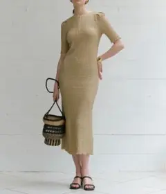 Lil Ambition バックオープンロングワンピース ベージュ