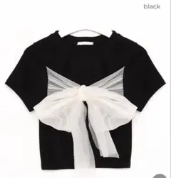 nugu シアーリボン半袖Tシャツ