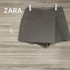 ZARA 【Ｌ】ブラウン ショートパンツ 巻き風デザイン