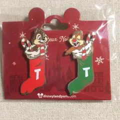 パリディズニー チップとデール クリスマス 靴下 ピンバッジ ピンバッチ