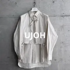 美品 ujoh即完 変形 2way取り外し ドローコード ストライプシャツ