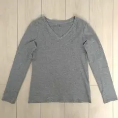 UNIQLO Vネック 長袖 Tシャツ グレー Sサイズ