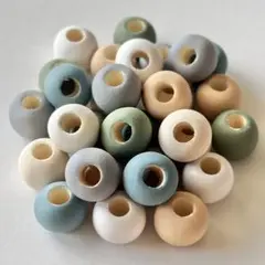 ②12mm/穴5mm 6色入り ウッドビーズ 30個 木製 大穴