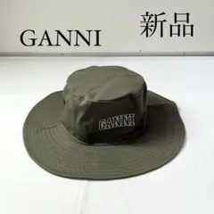 GANNI ガニー ロゴ入り バケットハット バケハ グリーン