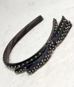 再値下/ CHANEL(シャネル)ラインストーン リボン カチューシャTK184