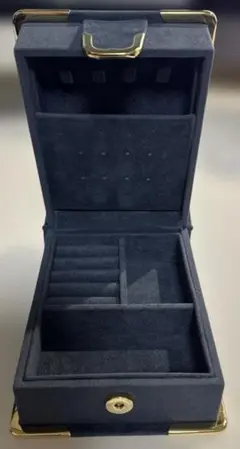 ネイビー フェルト アクセサリーケース　ジュエリーボックス　宝石箱