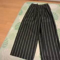 ストライプ ワイドパンツ ゴムウエスト