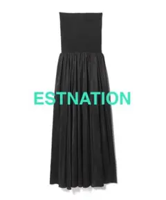 ESTNATION リブベルトギャザースカート　ワンピース　黒