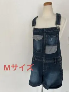 ダークデニム ショートオーバーオール　Mサイズ