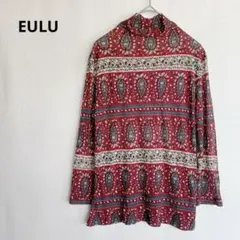 エウル EULU カットソー トップス 絹100% シルク 総柄 長袖