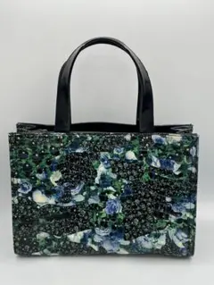 【美品】花柄 バッグ トートバッグ レザー調 型押し